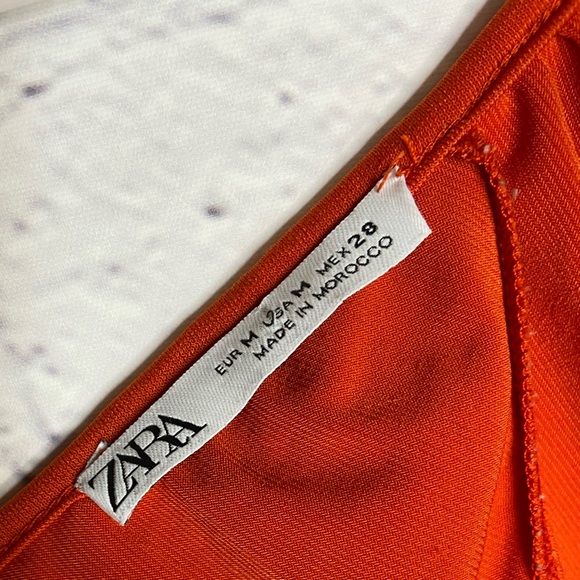 Zara Orange Ruffle V-Neck Blouse - Picture 7 of 8